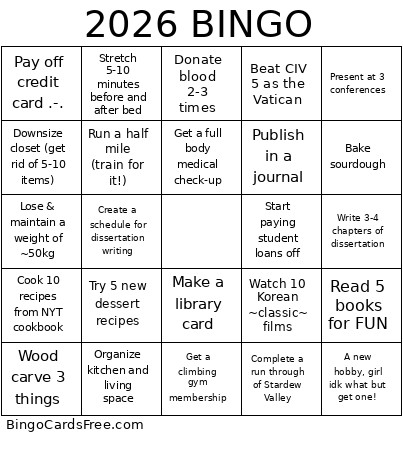 2026 Bingo Card