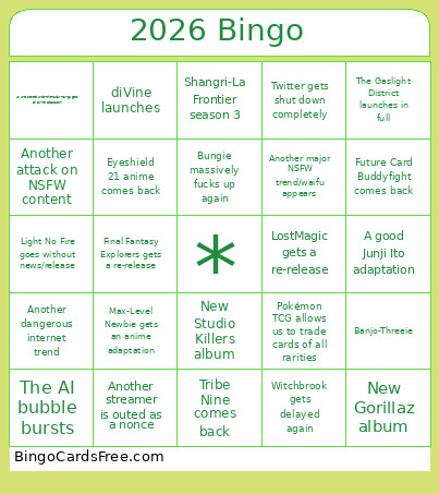 2026 Bingo Card