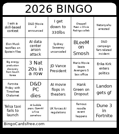 2026 Bingo Card 2