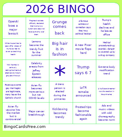 2026 Bingo Card