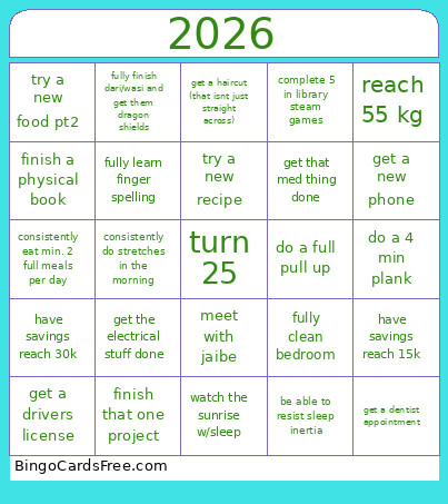 2026 Bingo Card 2