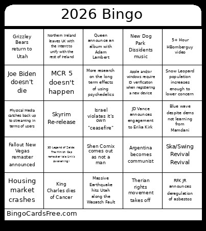 2026 Bingo Card 2