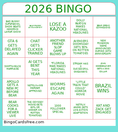 2026 Bingo Card