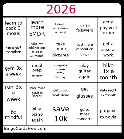 2026 Bingo Card 2