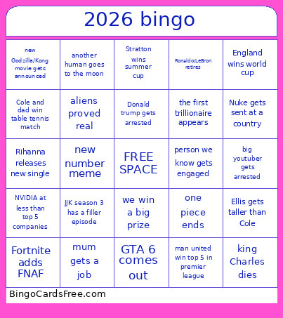 2026 Bingo Card 2