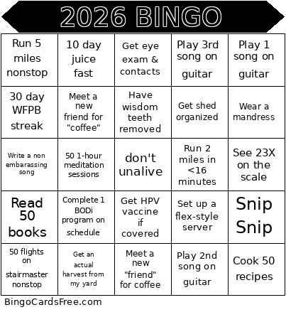 2026 Bingo Card 2