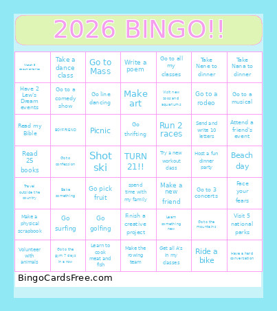 2026 !! Bingo Card