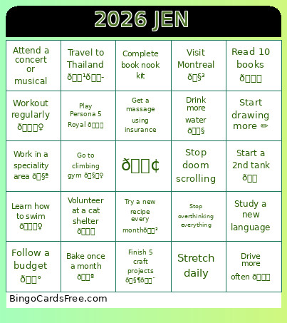 2026 Bingo Card 2