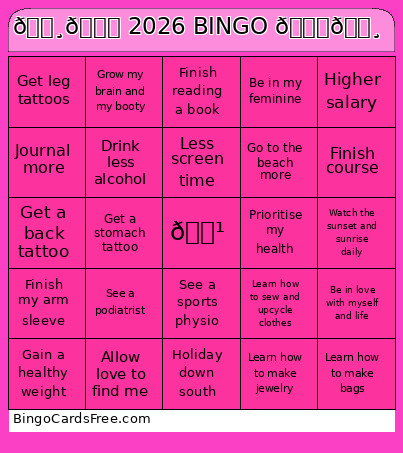 🕸🎀 2026 🎀🕸 Bingo Card