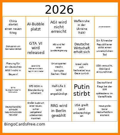 2026 Bingo Card