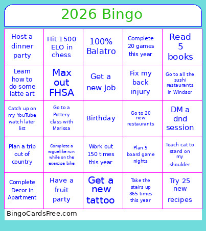 2026 Bingo Card
