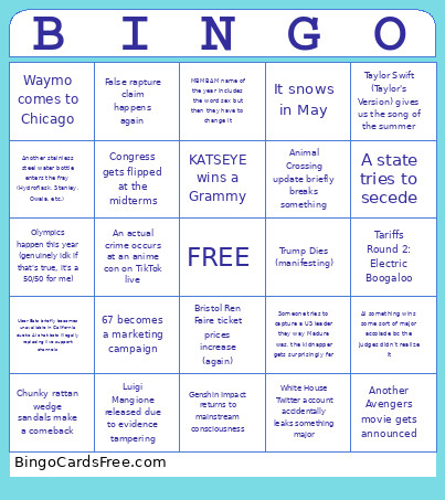 2026 Bingo Card