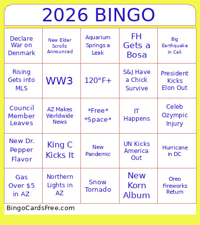 2026 Bingo Card