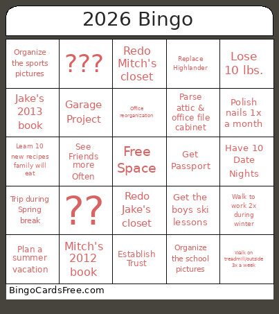 2026 Bingo Card