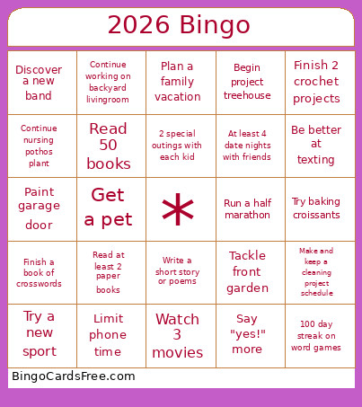 2026 Bingo Card 2