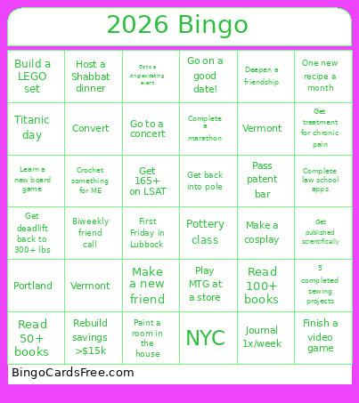 2026 Bingo Card 2