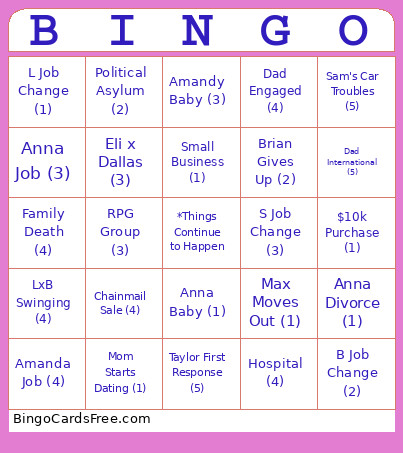2026 Bingo Card