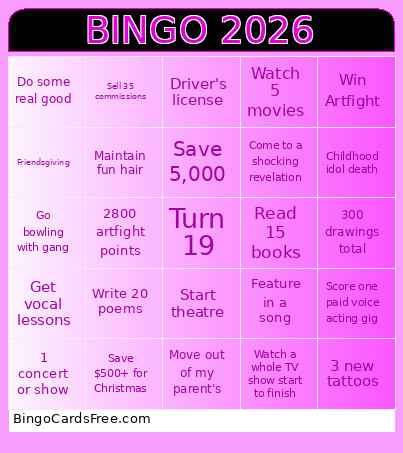 2026 Bingo Card