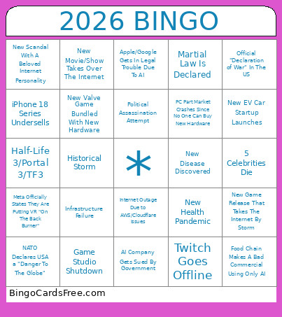2026 Bingo Card 2