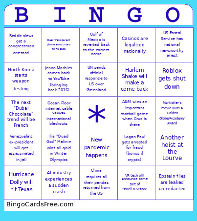 2026 Bingo Card