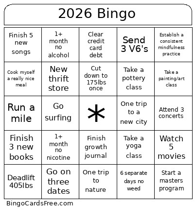 2026 Bingo Card 2