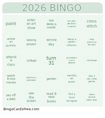 2026 Bingo Card