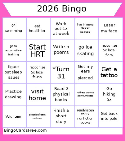 2026 Bingo Card
