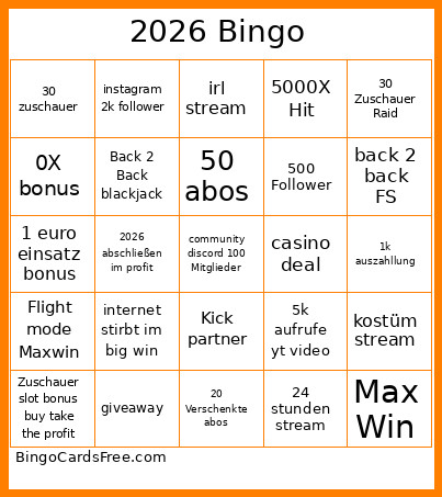 2026 Bingo Card