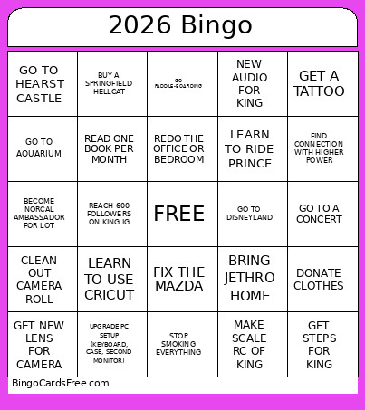 2026 Bingo Card