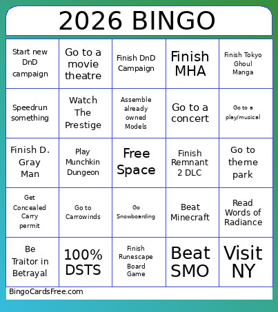 2026 Bingo Card