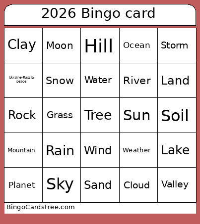 2026 Bingo Card