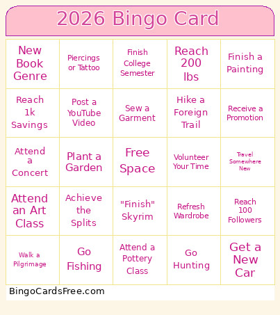 2026 Bingo Card 2