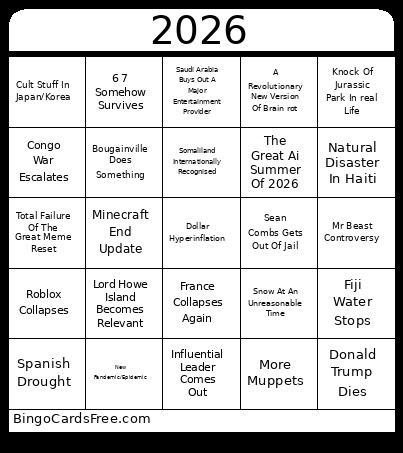 2026 Bingo Card 2