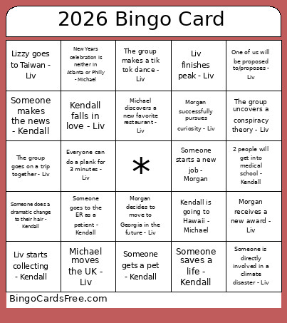 2026 ! Bingo Card