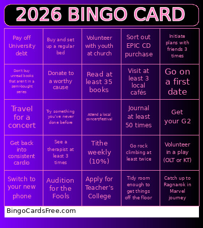 2026 Bingo Card