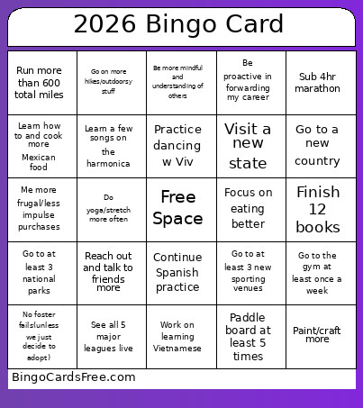2026 Bingo Card