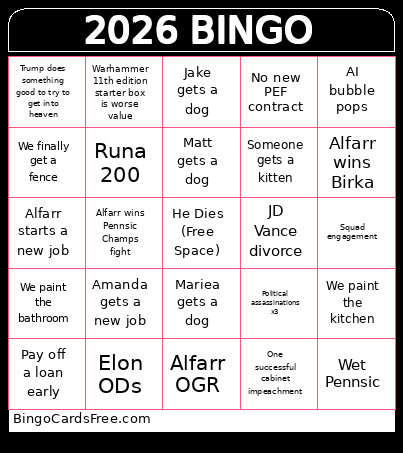 2026 Bingo Card