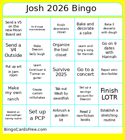 2026 Bingo Card