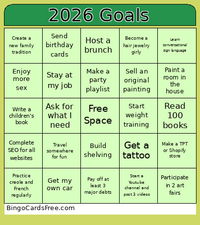 2026 Goals Bingo Card