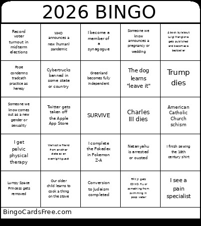 2026 Predictions Bingo Card