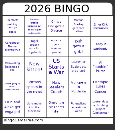 2026 Super Personal Bingo Card