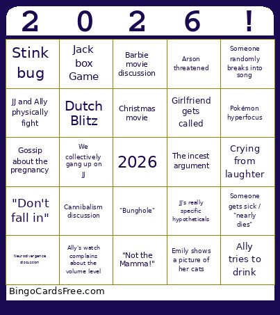 2026 Bngo Bingo Card
