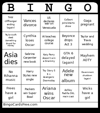 2026 Board Bingo Card