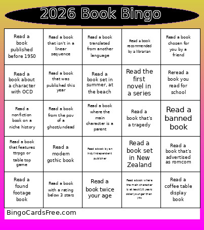 2026 Book Bingo Card