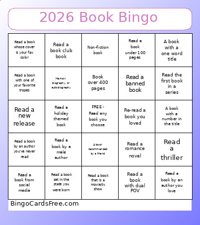 2026 Book Bingo Card