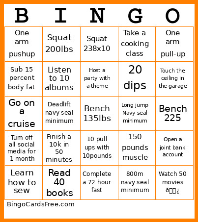 2026 C&C Goals Bingo Card