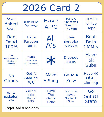 2026 2 Bingo Card