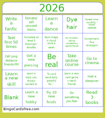 2026 ! Bingo Card