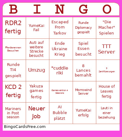 2026 Check Bingo Card