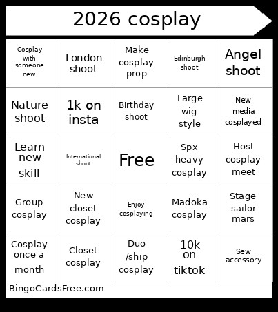 2026 Cosplay Bingo Card